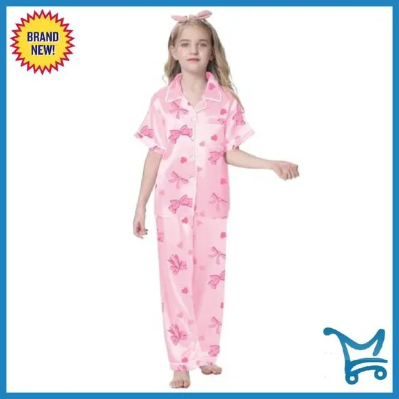 Satin Pajama Set Short Sleeve Button Down Lounge Wear Women's - Picture 4 of 8